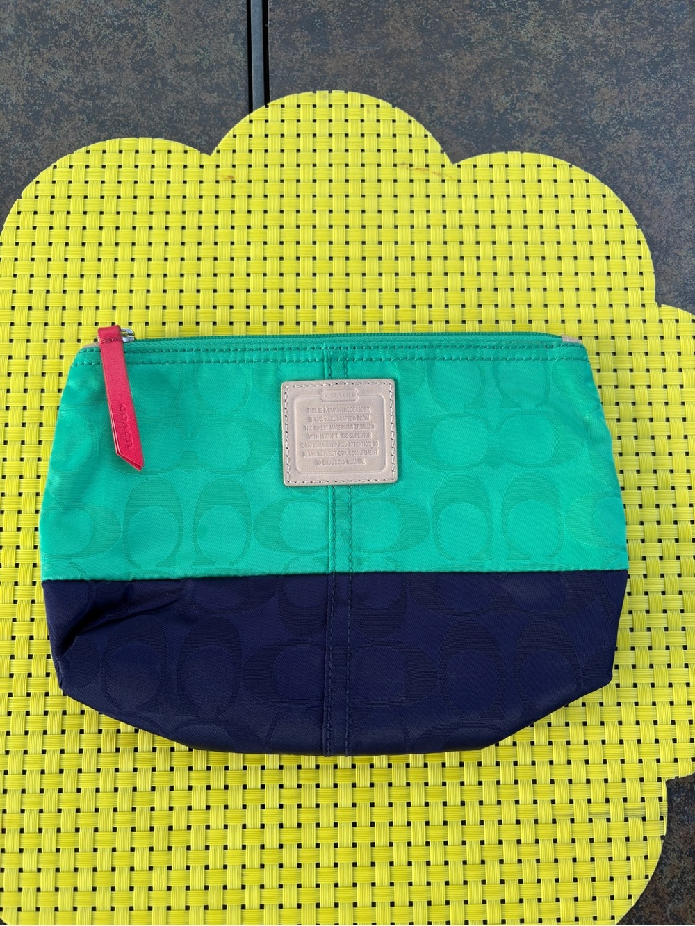 Coach Two-Tone Teal & Navy Cosmetic Pouch